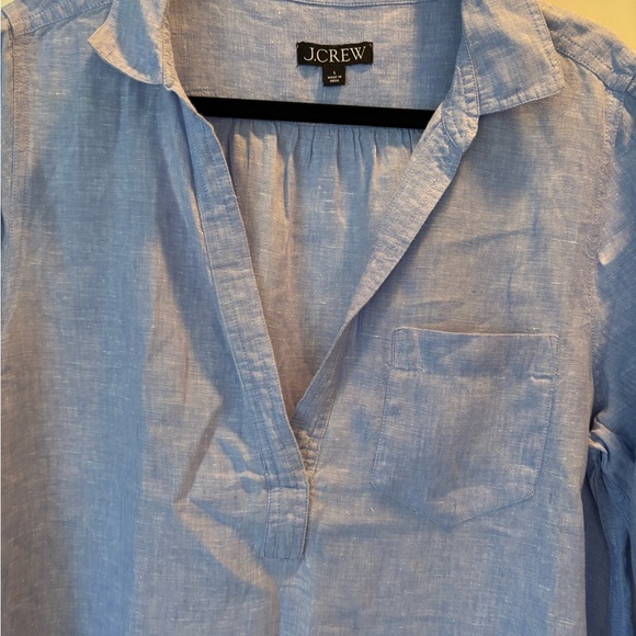 J.Crew Bungalow Maxi Popover Dress in French Blue Linen - Picture 3 of 9